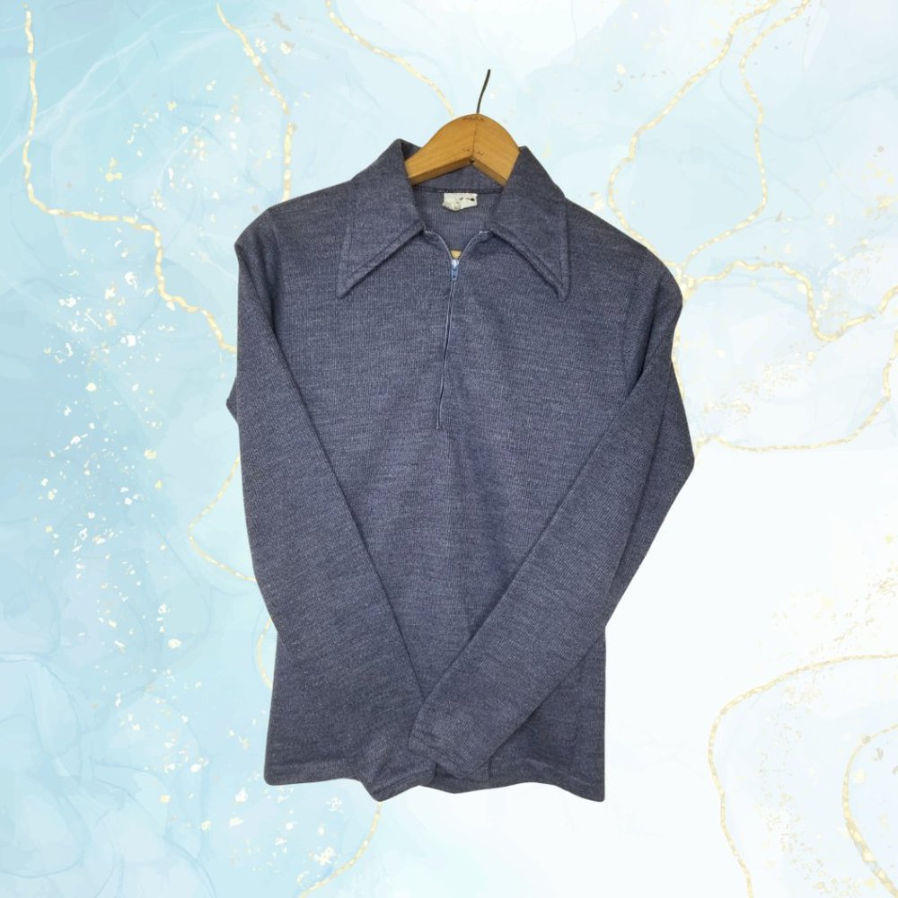 Vintage Arqo Blue-Gray Kids Light Sweater, Large